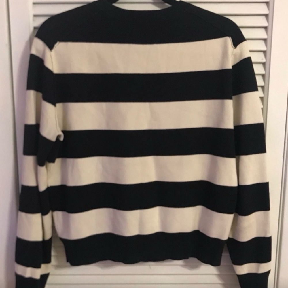 Zadig & Voltaire Black and White Striped Sweater with Yellow Love Graphic - Picture 7 of 8